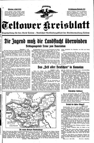 Teltower Kreisblatt vom 04.07.1938