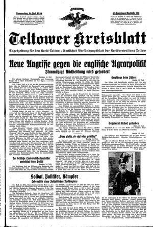 Teltower Kreisblatt vom 14.07.1938