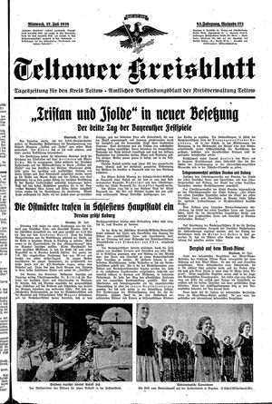Teltower Kreisblatt vom 27.07.1938