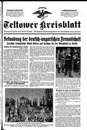 Teltower Kreisblatt vom 25.08.1938