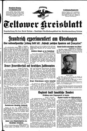 Teltower Kreisblatt vom 03.09.1938