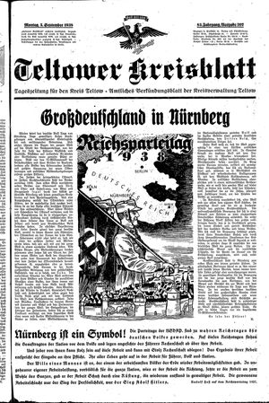 Teltower Kreisblatt vom 05.09.1938