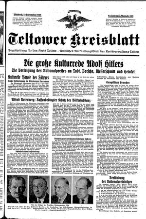 Teltower Kreisblatt vom 07.09.1938