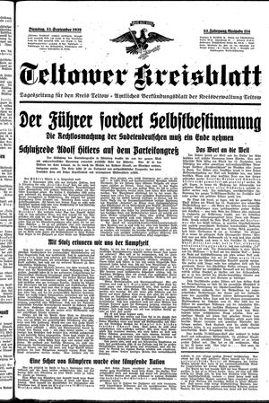 Teltower Kreisblatt vom 13.09.1938