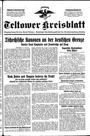 Teltower Kreisblatt vom 21.09.1938