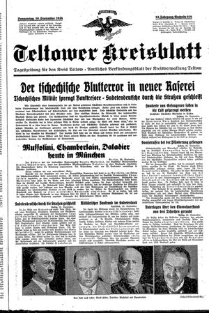 Teltower Kreisblatt vom 29.09.1938