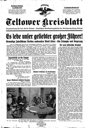 Teltower Kreisblatt vom 01.10.1938