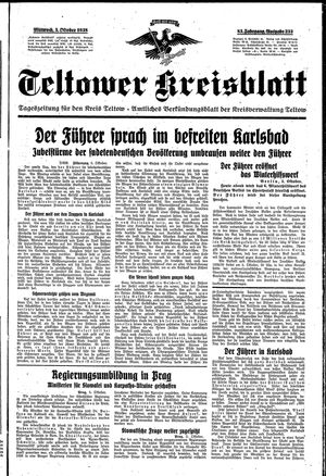 Teltower Kreisblatt vom 05.10.1938
