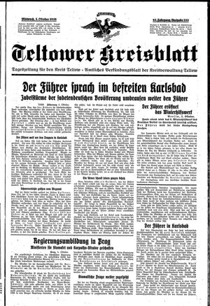 Teltower Kreisblatt vom 05.10.1938