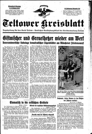 Teltower Kreisblatt vom 08.10.1938