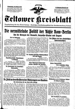 Teltower Kreisblatt vom 20.10.1938