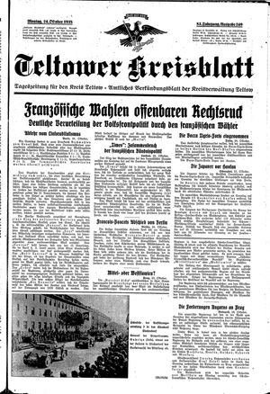 Teltower Kreisblatt vom 24.10.1938