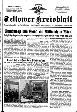 Teltower Kreisblatt vom 31.10.1938