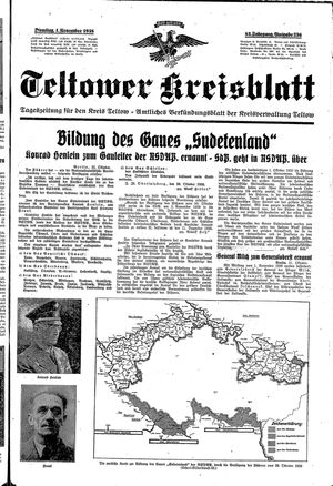 Teltower Kreisblatt vom 01.11.1938