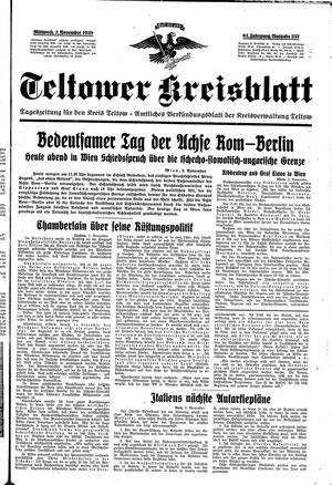Teltower Kreisblatt vom 02.11.1938