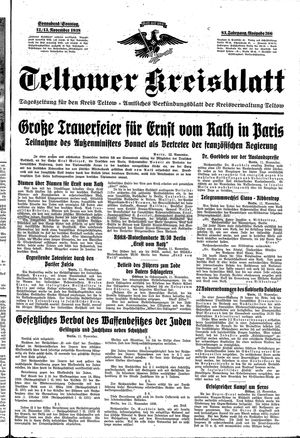 Teltower Kreisblatt vom 12.11.1938