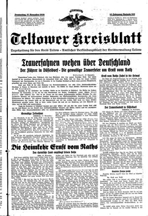 Teltower Kreisblatt vom 17.11.1938