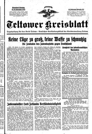 Teltower Kreisblatt vom 19.11.1938