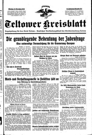 Teltower Kreisblatt vom 21.11.1938