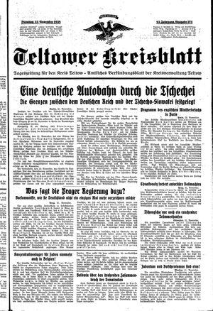 Teltower Kreisblatt vom 22.11.1938