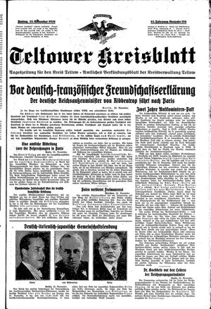 Teltower Kreisblatt vom 25.11.1938