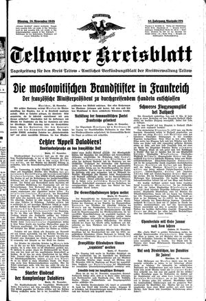 Teltower Kreisblatt vom 28.11.1938