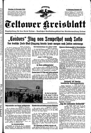 Teltower Kreisblatt vom 29.11.1938