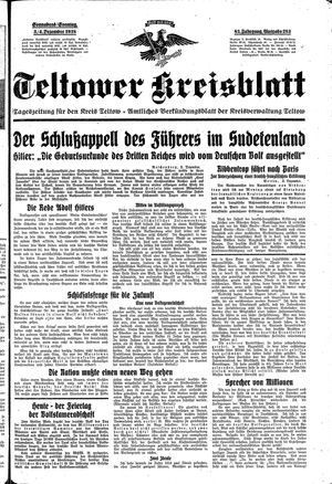 Teltower Kreisblatt vom 03.12.1938