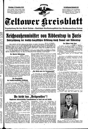 Teltower Kreisblatt vom 06.12.1938
