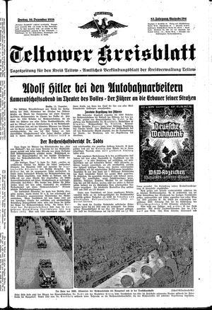 Teltower Kreisblatt vom 16.12.1938