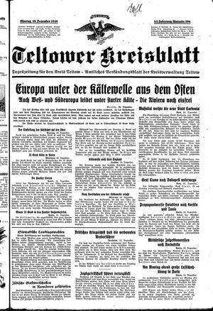 Teltower Kreisblatt vom 19.12.1938