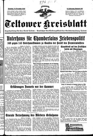 Teltower Kreisblatt vom 20.12.1938