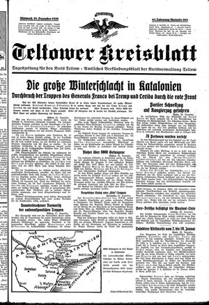Teltower Kreisblatt vom 28.12.1938