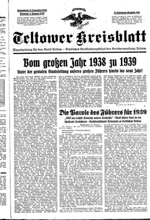 Teltower Kreisblatt vom 31.12.1938