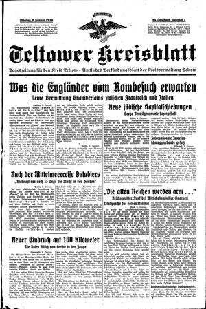 Teltower Kreisblatt vom 09.01.1939