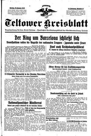 Teltower Kreisblatt vom 20.01.1939