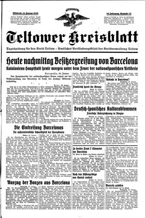 Teltower Kreisblatt vom 25.01.1939