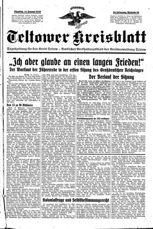 Teltower Kreisblatt vom 31.01.1939