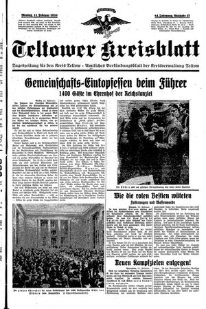 Teltower Kreisblatt vom 13.02.1939