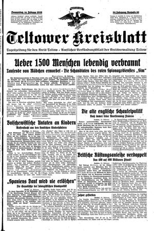 Teltower Kreisblatt vom 16.02.1939