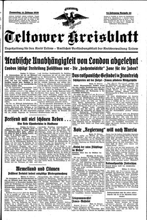Teltower Kreisblatt vom 23.02.1939