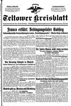 Teltower Kreisblatt vom 08.03.1939