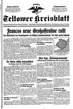 Teltower Kreisblatt vom 28.03.1939