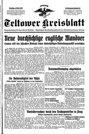 Teltower Kreisblatt on Apr 4, 1939