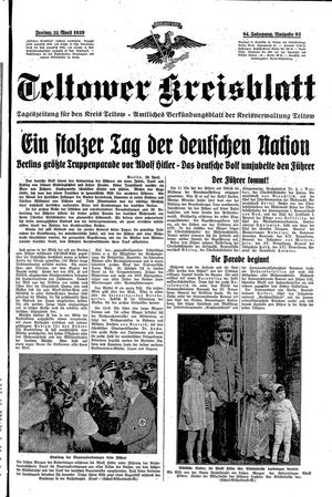 Teltower Kreisblatt vom 21.04.1939