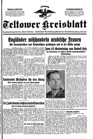 Teltower Kreisblatt on Apr 25, 1939