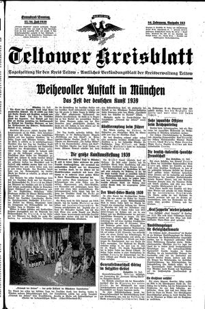 Teltower Kreisblatt vom 15.07.1939