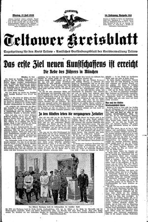 Teltower Kreisblatt vom 17.07.1939