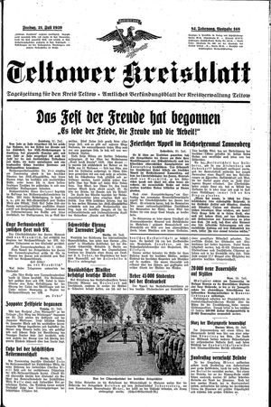 Teltower Kreisblatt vom 21.07.1939