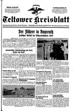 Teltower Kreisblatt vom 26.07.1939